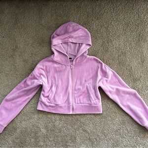 Pink Velvet Zip Up Hoodie *Forever 21*